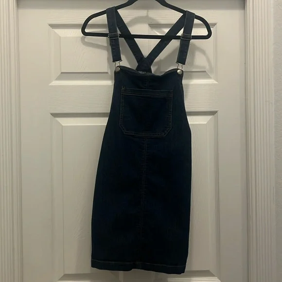 white christmas dresses Denim Back Buckle Front Pocket Overall Dress *FINAL SALE* – SSYS main image 0